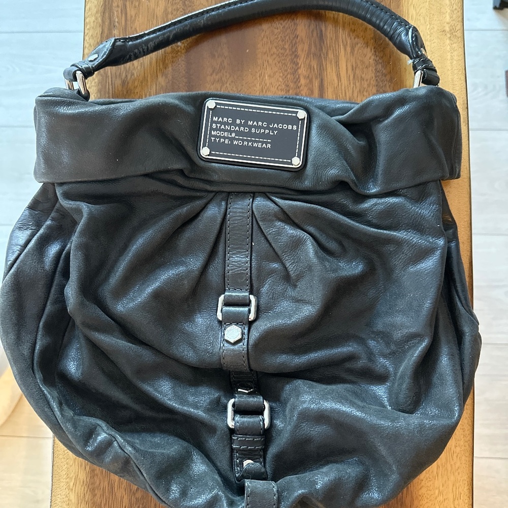 Black Marc Jacobs over the shoulder leather tote